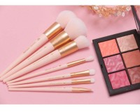 Custom 7pc Pink Synthetic Makeup Brush Set
